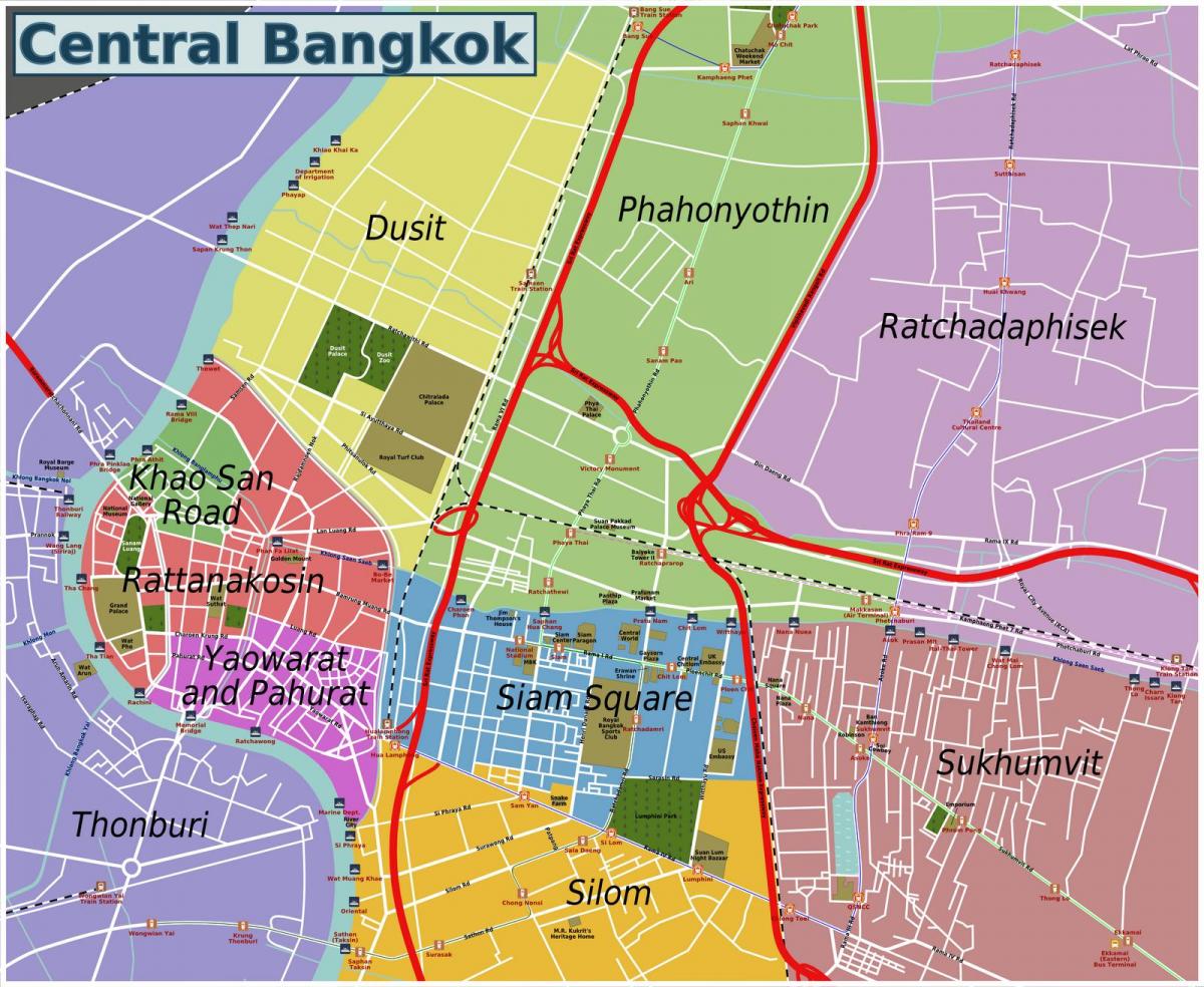 क्षेत्रों बैंकॉक के नक्शे