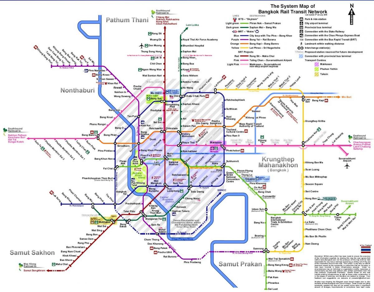 बैंकॉक मेट्रो का नक्शा 2016