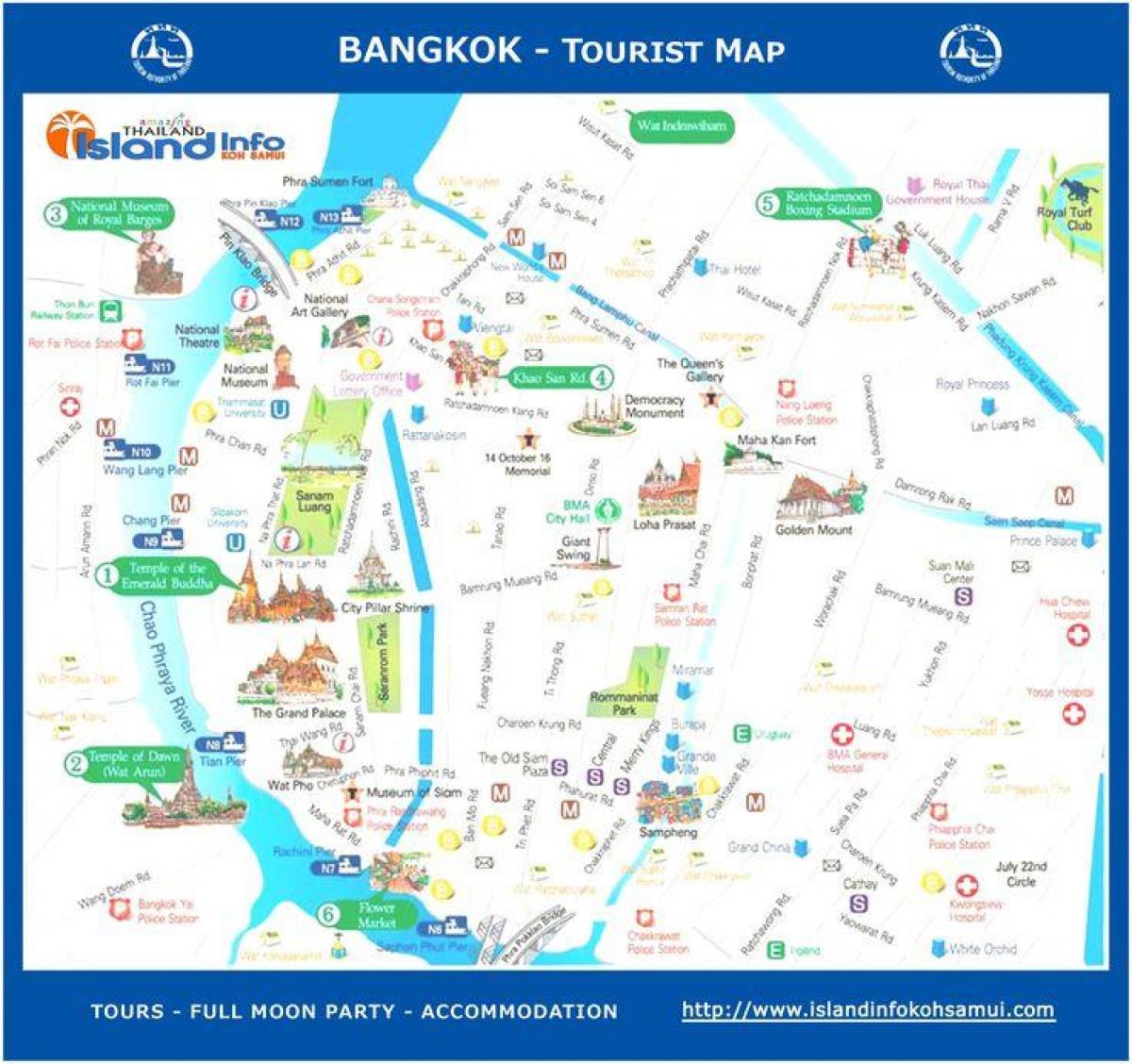 बैंकाक थाईलैंड के पर्यटन मानचित्र