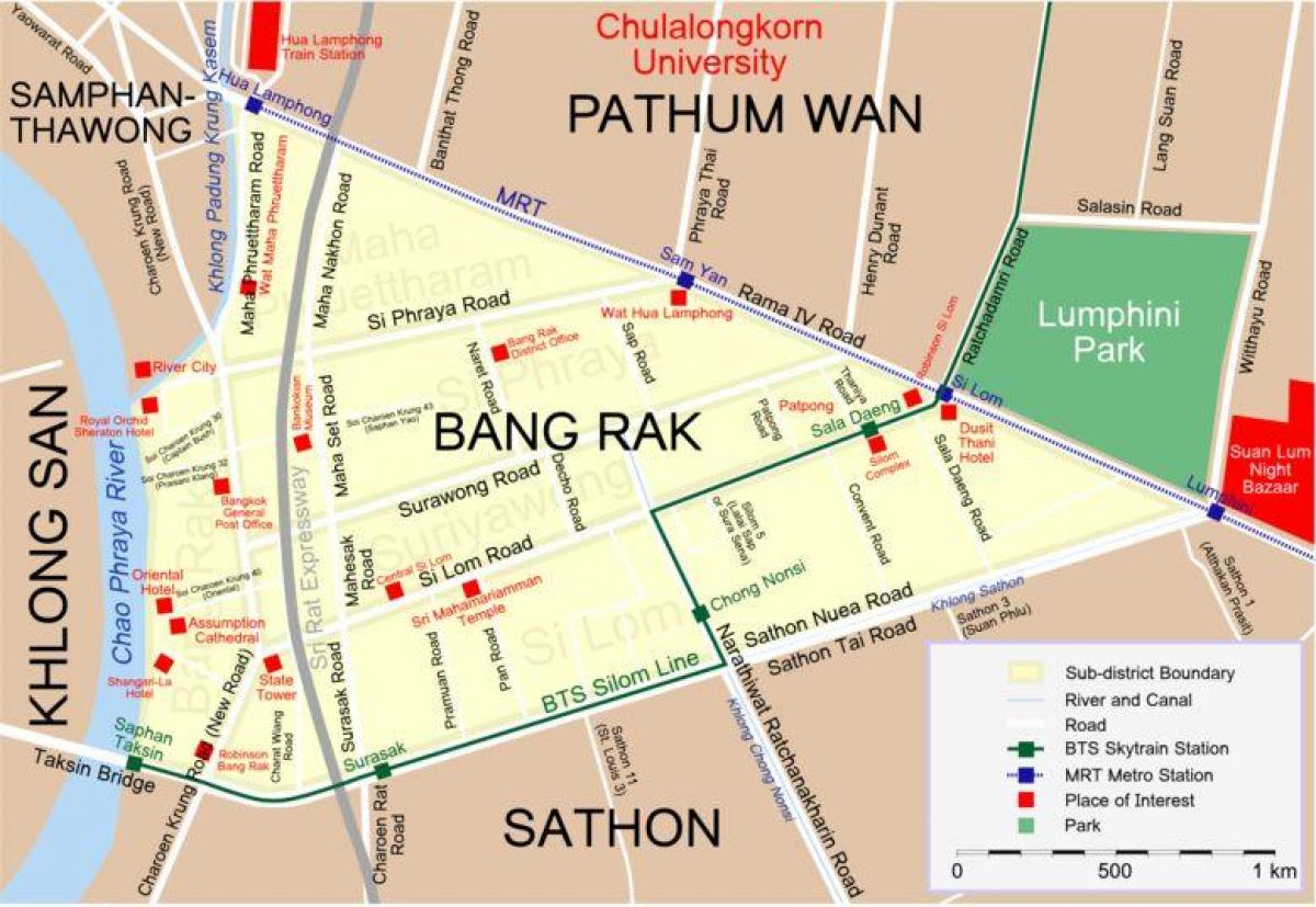 बैंकॉक के नक्शे लाल बत्ती जिला