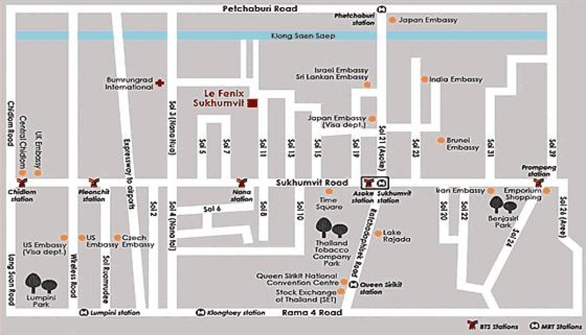 बैंकॉक के नक्शे सोइ