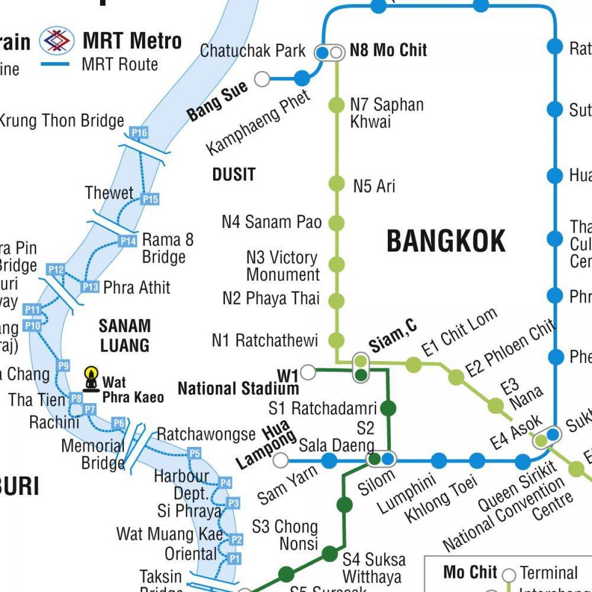 बैंकॉक के नक्शे मेट्रो और स्काईट्रेन