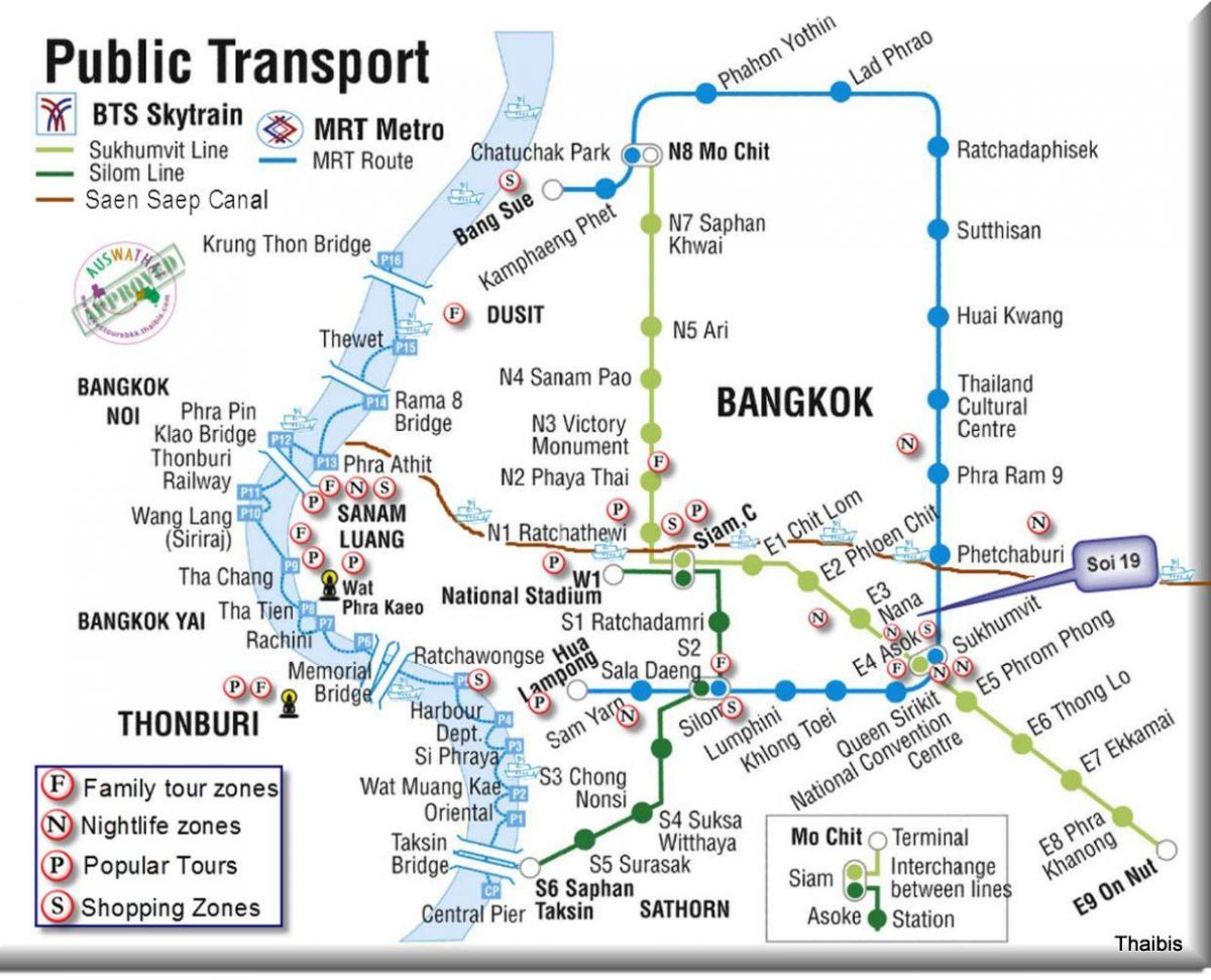 सार्वजनिक परिवहन बैंकाक नक्शा